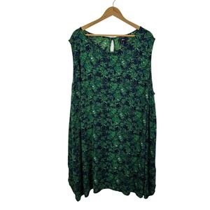 Ellos Tropical Leaf Print Sleeveless Dress Size 3X Lightweight Summer Resort‎